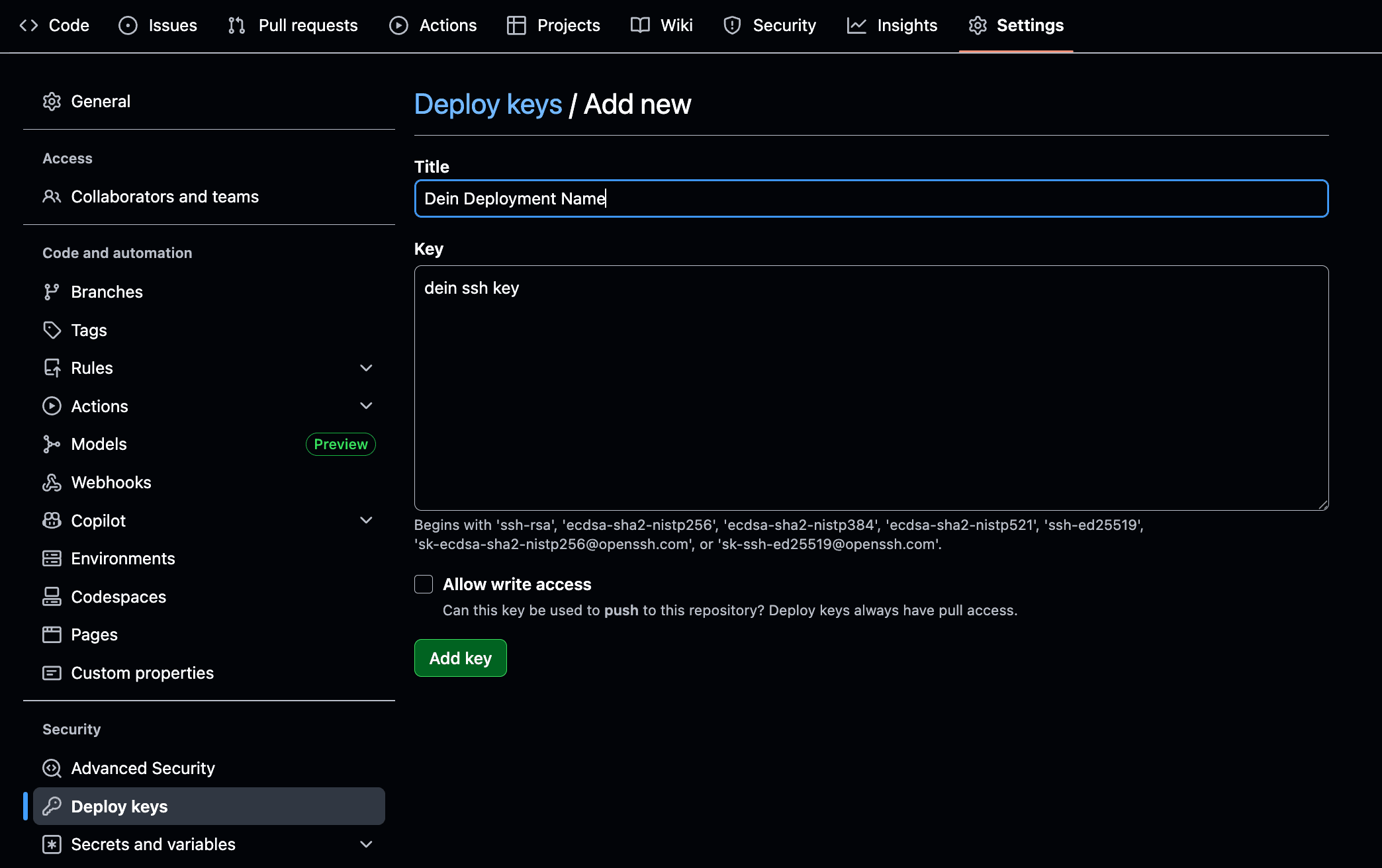 Deploy Key in Github