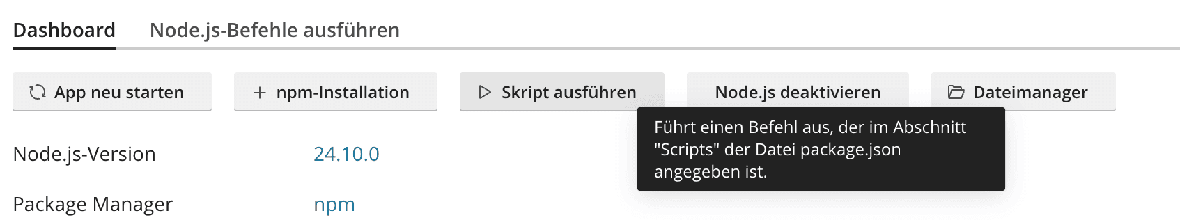 Skripte ausführen in Plesk